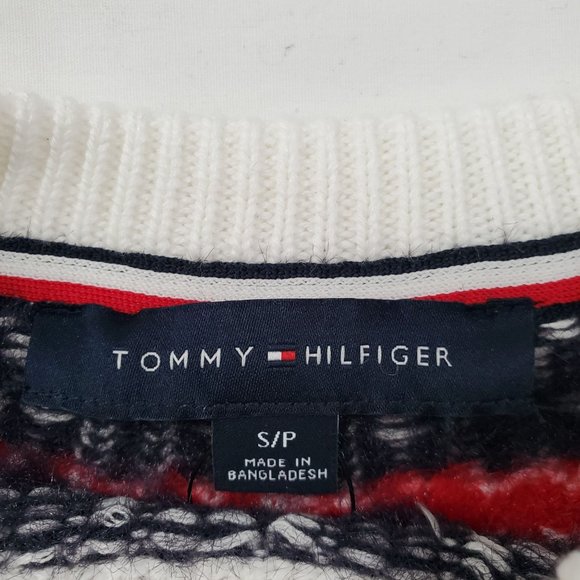 Tommy Hilfiger Women's Ivory/Multi Fair Isle Logo Cable-Knit Sweater Sz S/P NWT - Picture 10 of 11